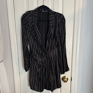 Zara Black and White Pinstripe Blazer Dress